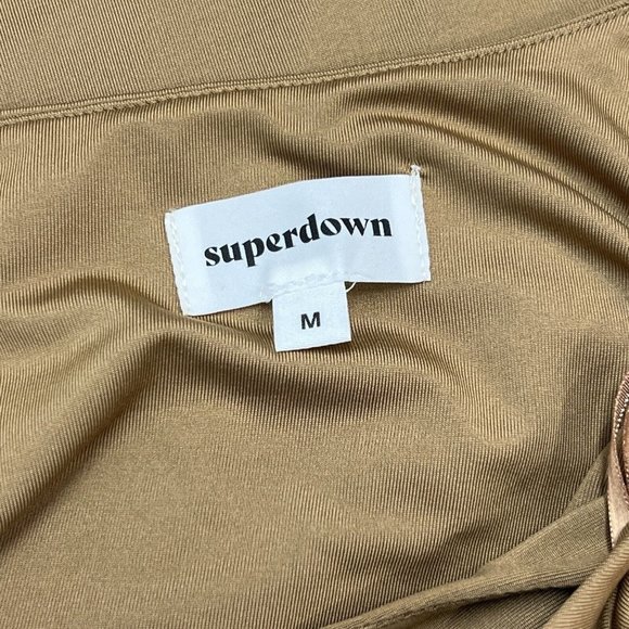 Superdown M Erla Cutout Maxi Slip Dress One Shoulder Brown High Slit Cocktail - Picture 9 of 11